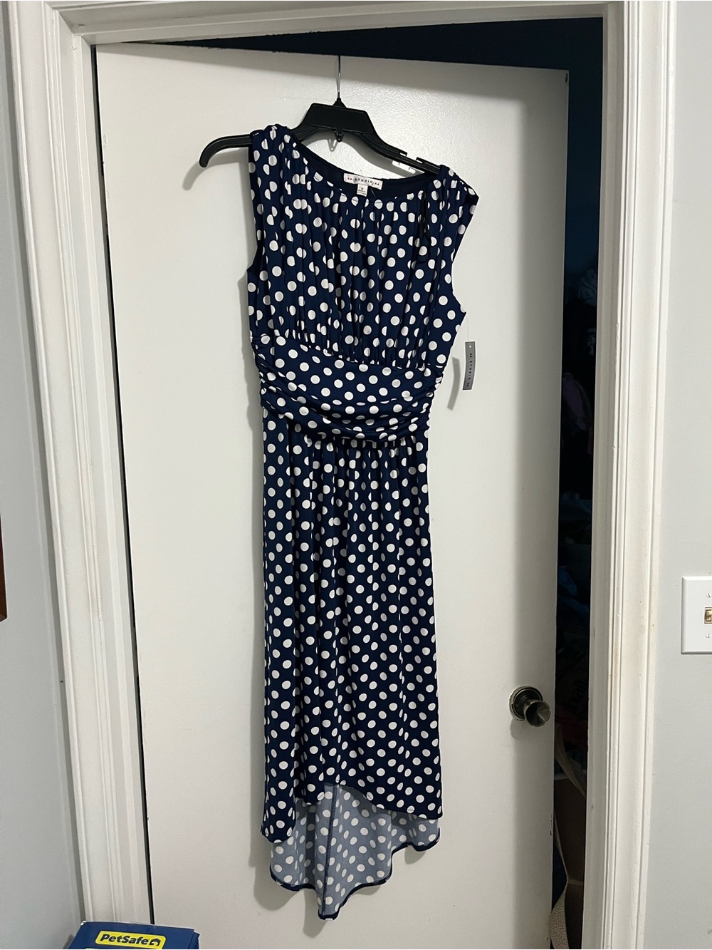 Unbranded Navy Blue Polka Dot Sleeveless Midi Dress